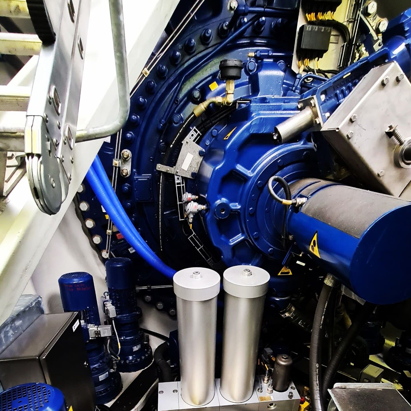 Rafale Energy technicians performing component replacement on wind turbines in Cyprus — highland wind site